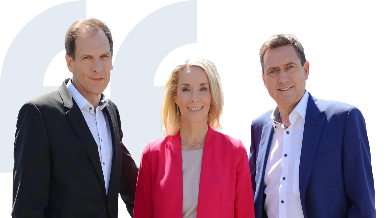 Foto mit Zitat der Vorstandsmitglieder Krasney, Stoff-Ahnis und Blatt.